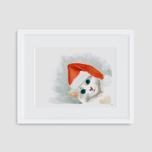 SANTA CAT ARCHIVAL GICLEE ART PRINT